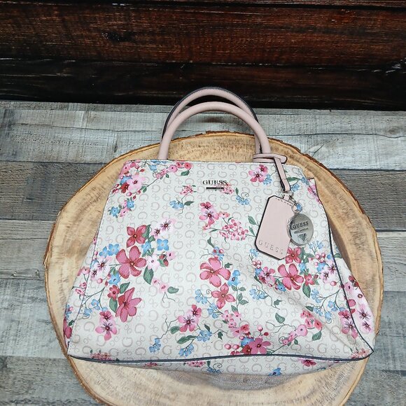 GUESS Bag Purse Handbag Satchel Floral Faux Leather NEW - Picture 6 of 14